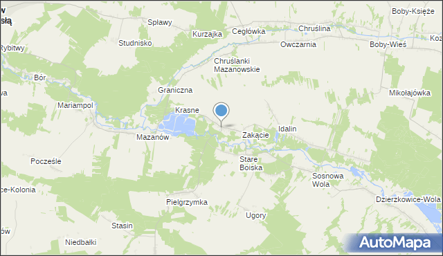 mapa Boiska-Kolonia, Boiska-Kolonia gmina Józefów nad Wisłą na mapie Targeo